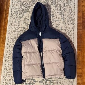 Old Navy Kids Two-Tone Puffer Jacket - Navy and Tan